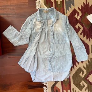 Cloth and Stone Button Up, Denim with dots pattern